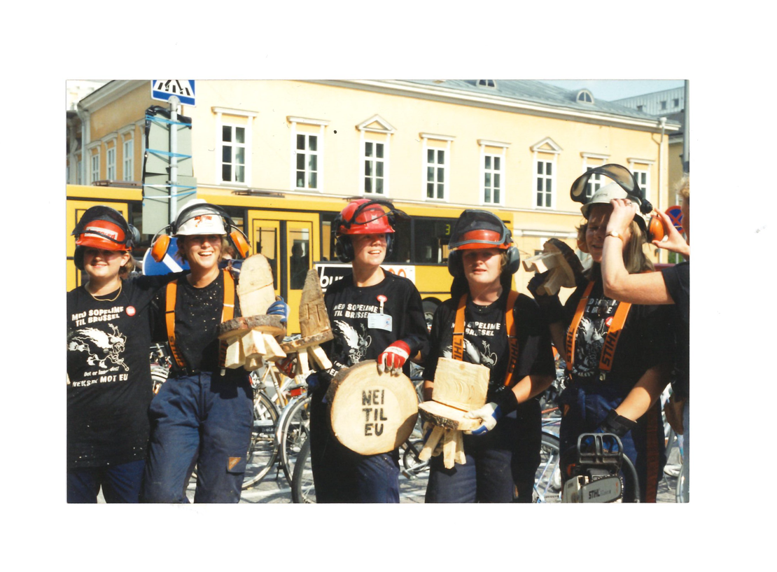 Bygdeungdommene deltok i EU-kampen. Foto: Arkivet til Norges Bygdeungdomslag.